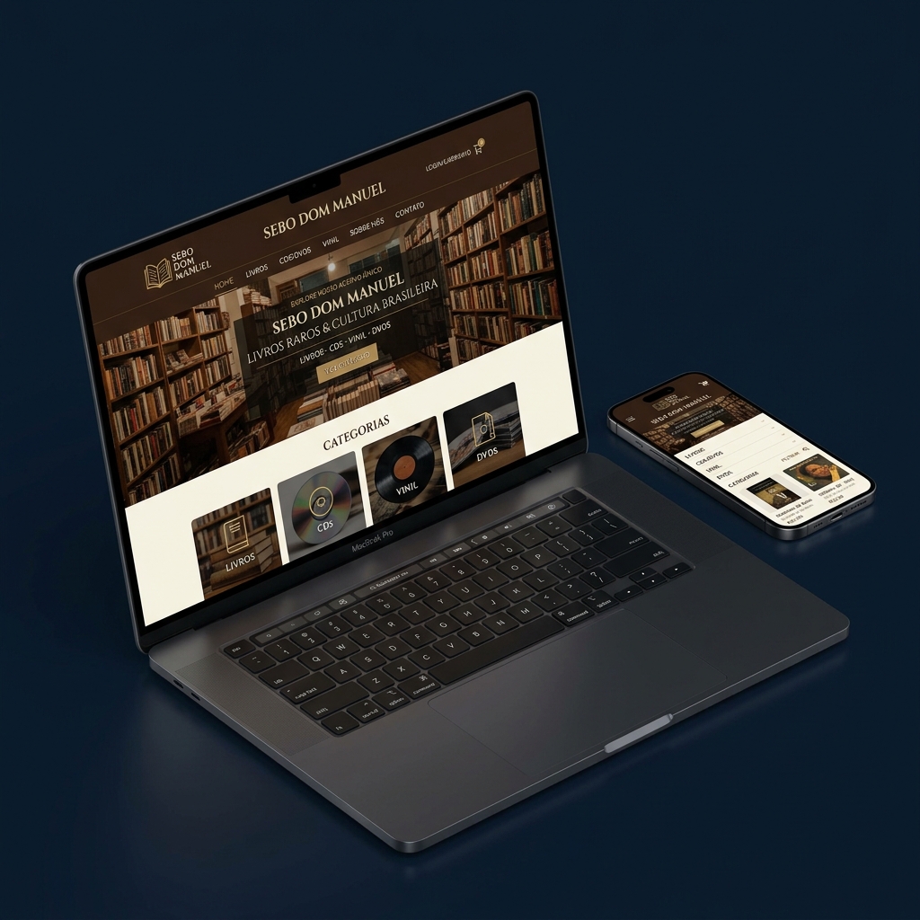 Site institucional do Sebo Dom Manuel etc e tal — Projeto DynastyTek